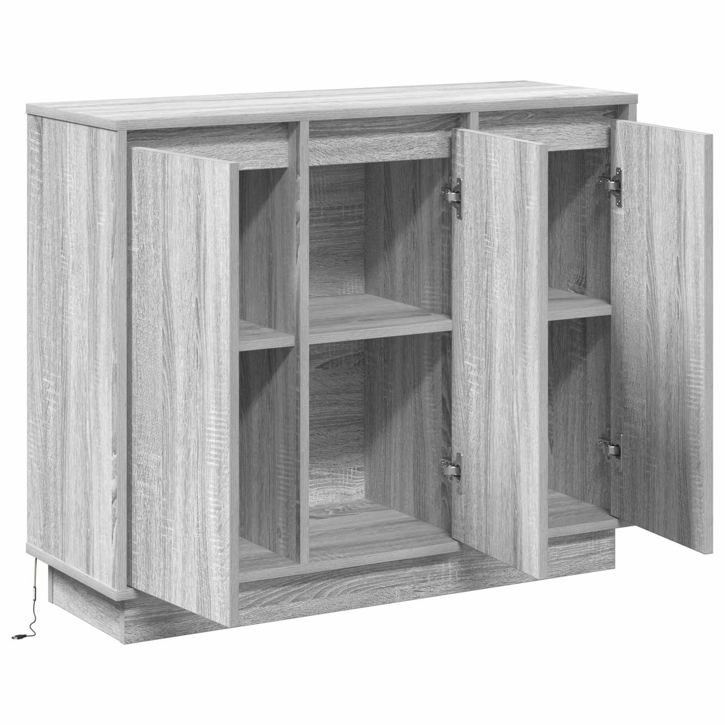 Led-Sideboard Graues Sonoma 90 X 32 X 75 Cm Holzwerkstoff