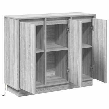 Led-Sideboard Graues Sonoma 90 X 32 X 75 Cm Holzwerkstoff