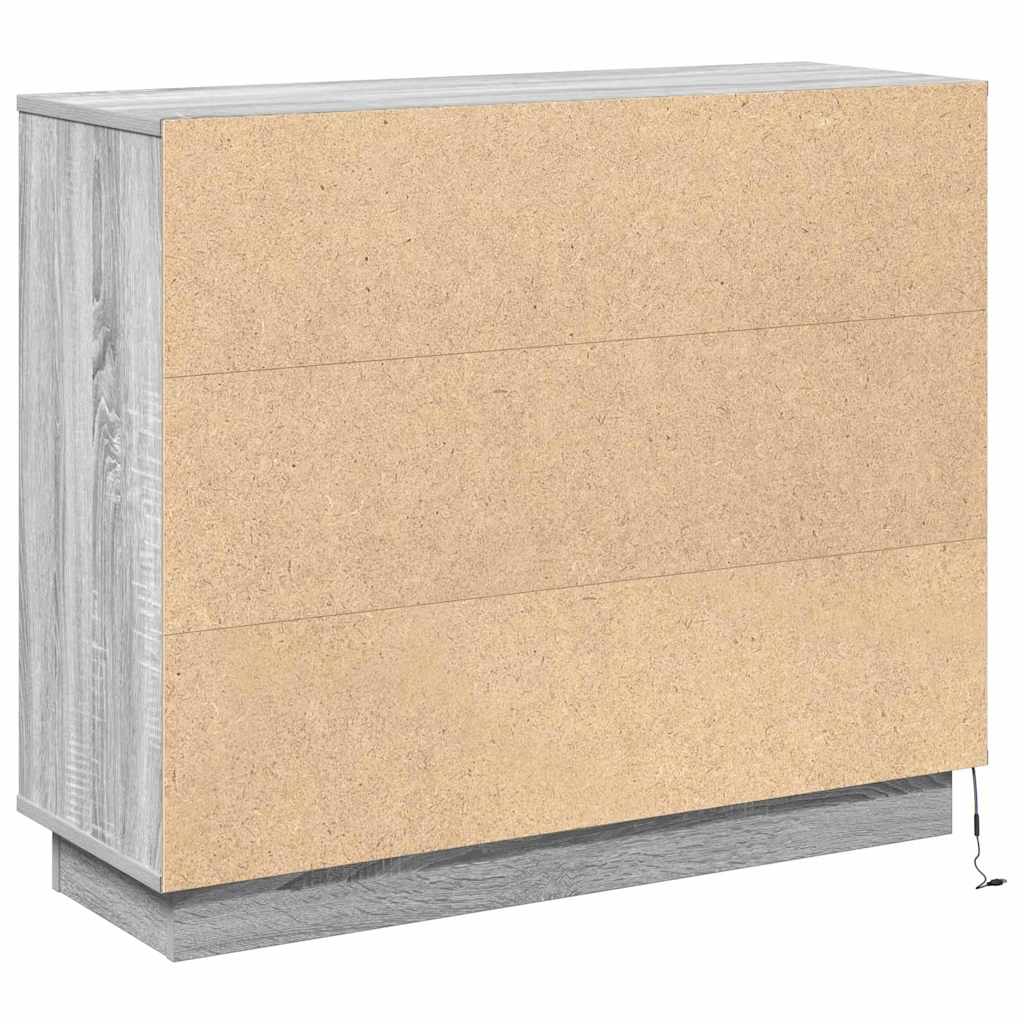 Led-Sideboard Graues Sonoma 90 X 32 X 75 Cm Holzwerkstoff