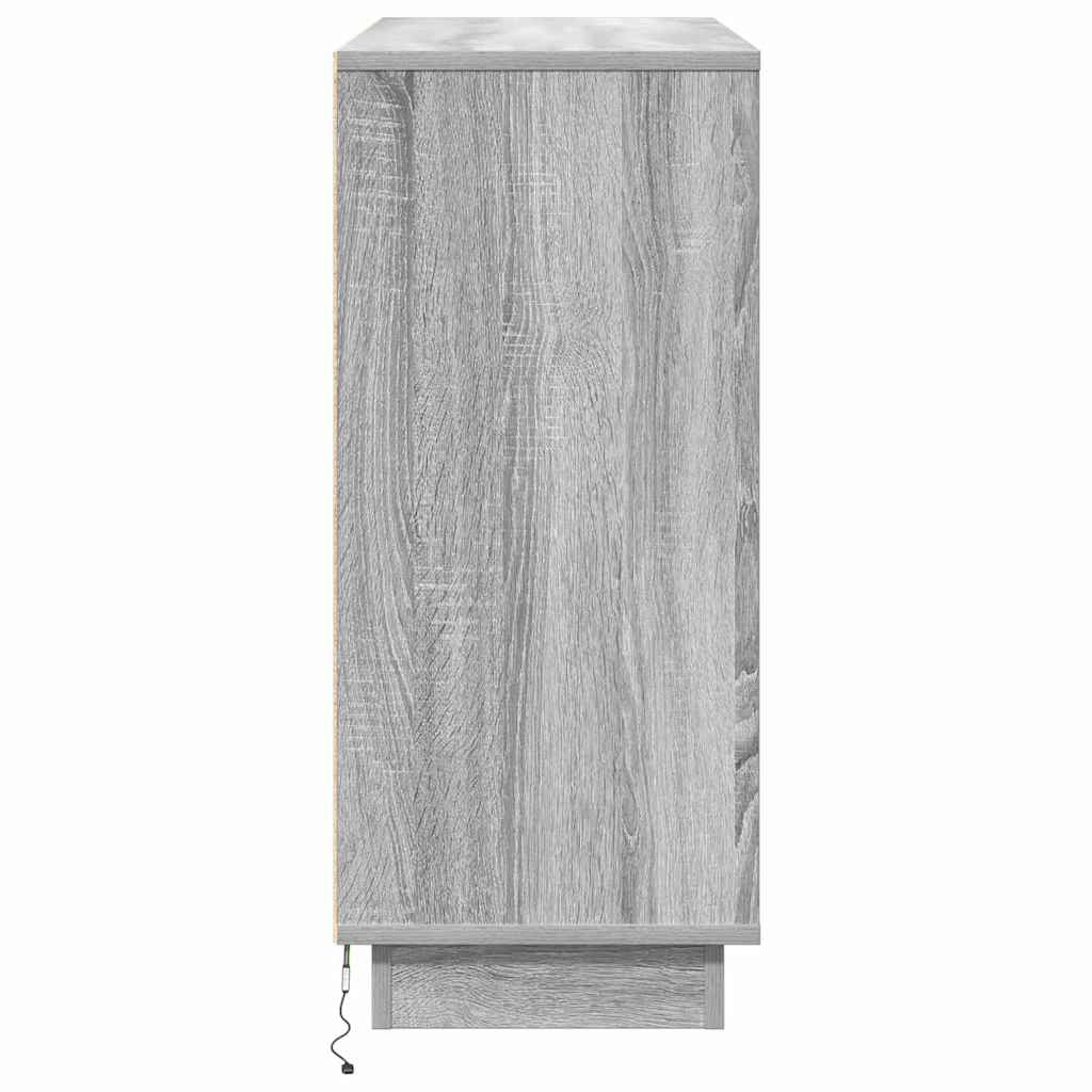 Led-Sideboard Graues Sonoma 90 X 32 X 75 Cm Holzwerkstoff