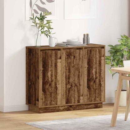 Led-Sideboard Graues Sonoma 90 X 32 X 75 Cm Holzwerkstoff