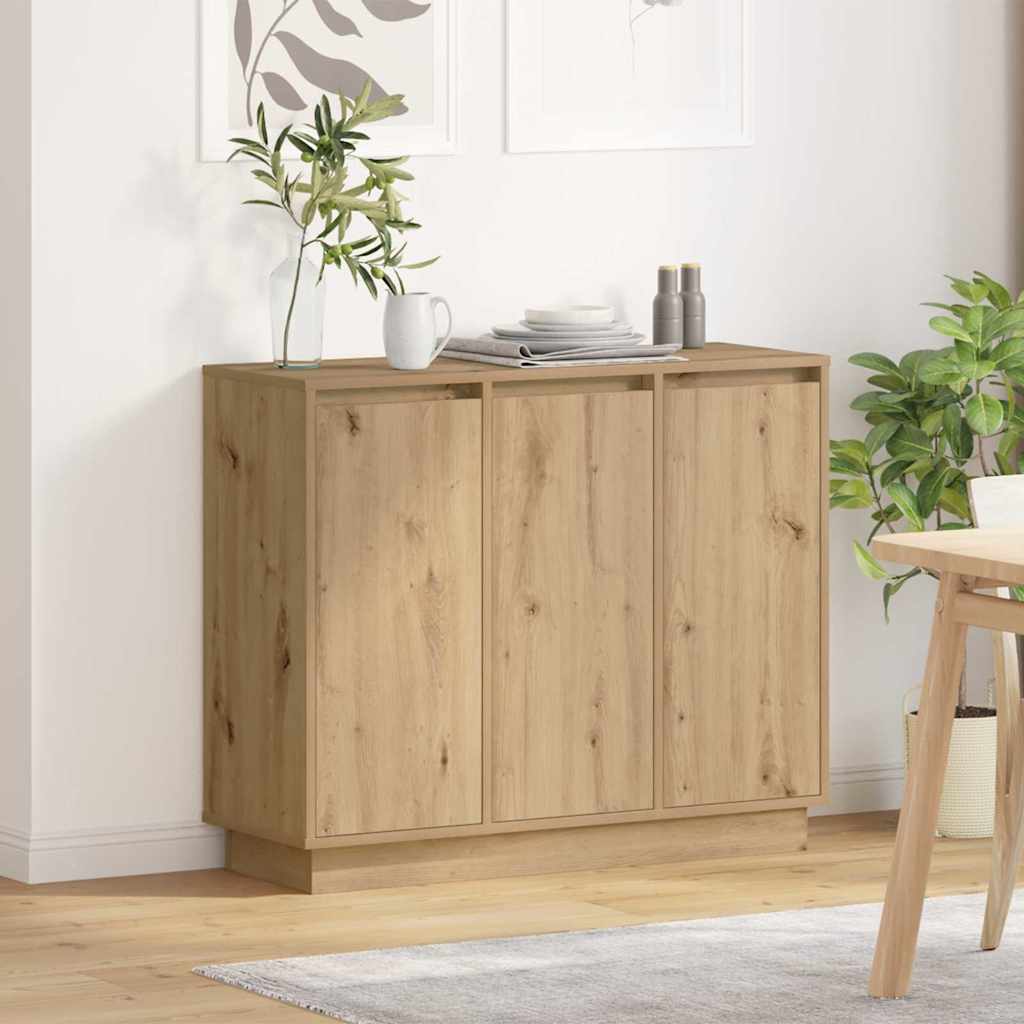 Led-Sideboard Graues Sonoma 90 X 32 X 75 Cm Holzwerkstoff