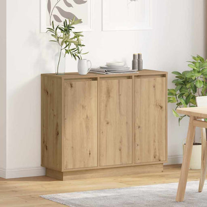 Led-Sideboard Graues Sonoma 90 X 32 X 75 Cm Holzwerkstoff