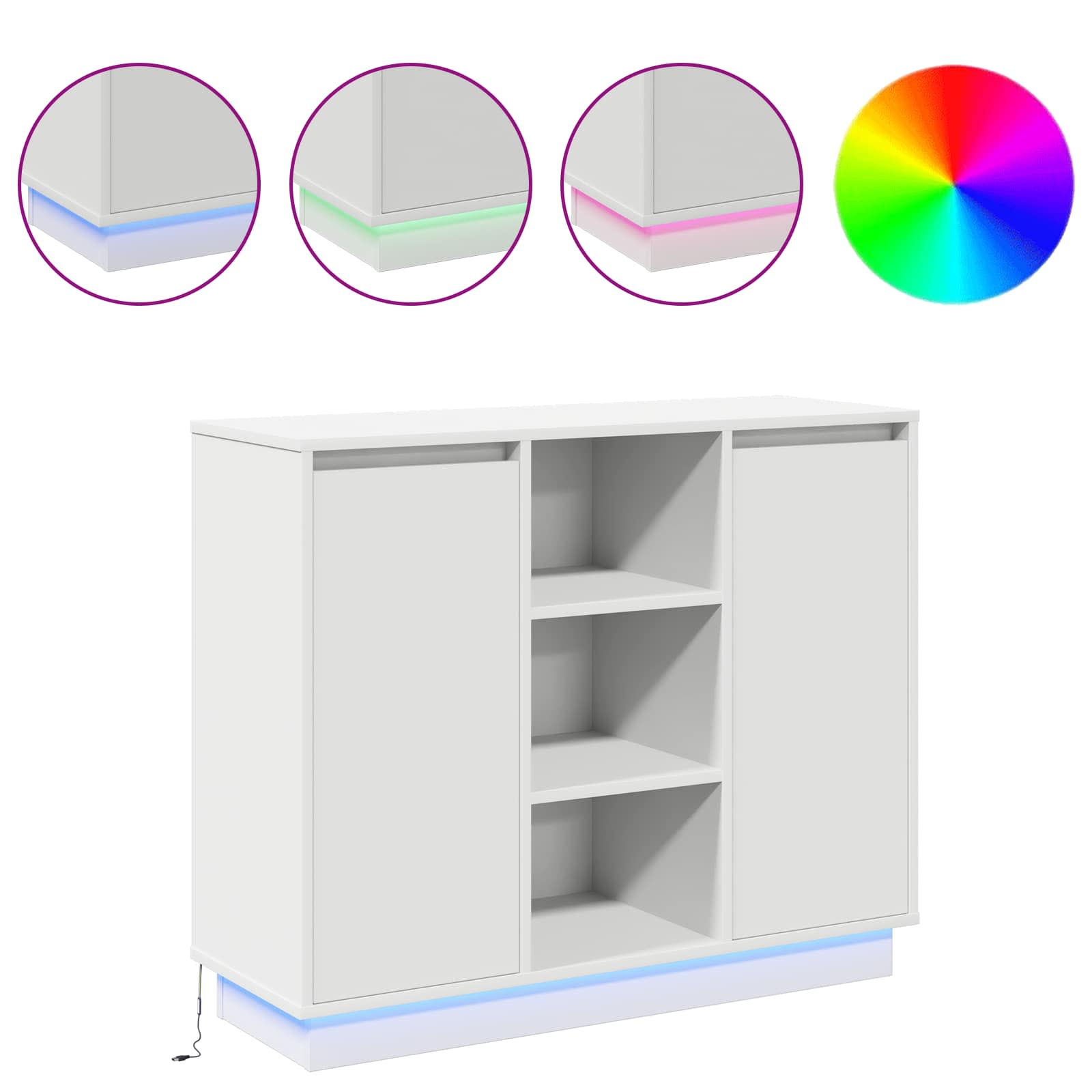 Led-Sideboard 90 X 32 X 75 Cm Holzwerkstoff