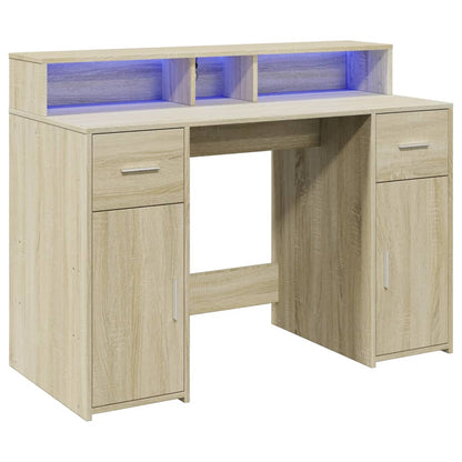 LED-Schreibtisch Artisan-Eiche 120x55x91 cm Holzwerkstoff