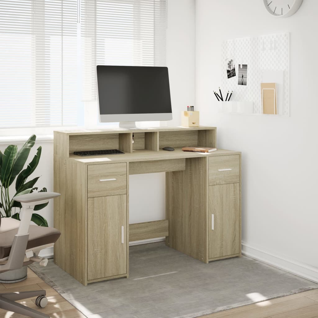 LED-Schreibtisch Artisan-Eiche 120x55x91 cm Holzwerkstoff