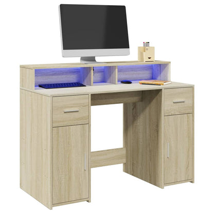 LED-Schreibtisch Artisan-Eiche 120x55x91 cm Holzwerkstoff