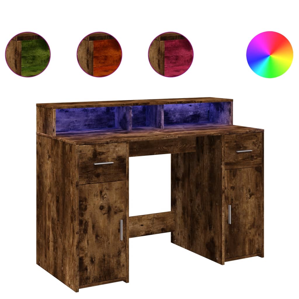LED-Schreibtisch Artisan-Eiche 120x55x91 cm Holzwerkstoff