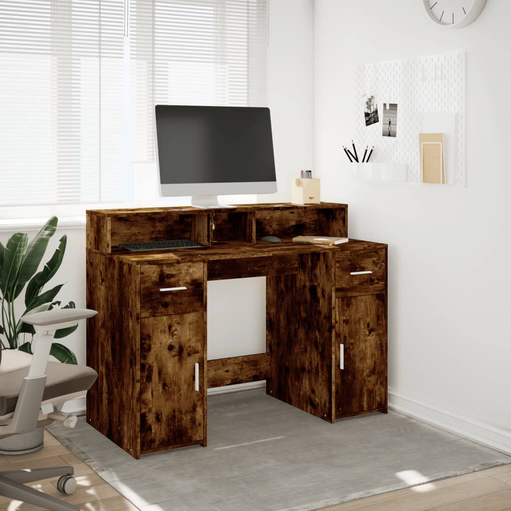 LED-Schreibtisch Artisan-Eiche 120x55x91 cm Holzwerkstoff