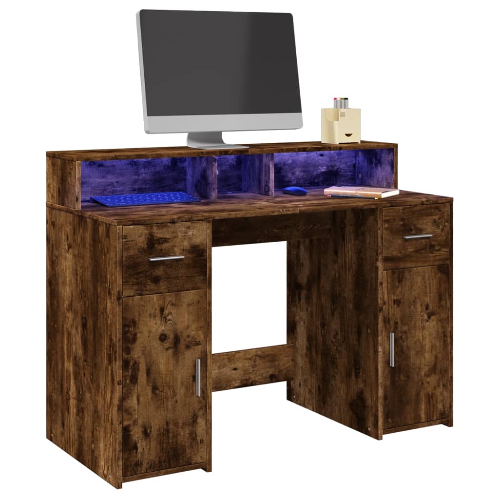 LED-Schreibtisch Artisan-Eiche 120x55x91 cm Holzwerkstoff