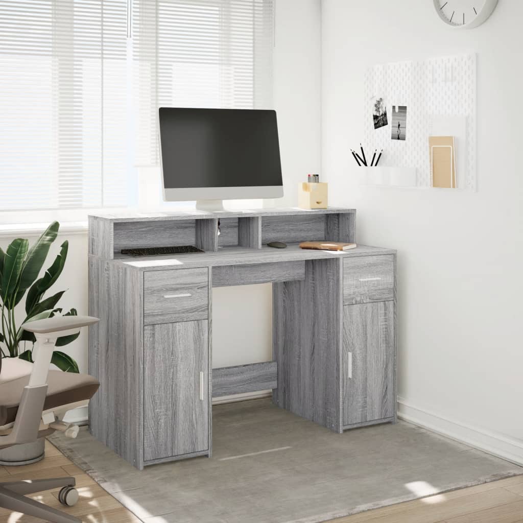 LED-Schreibtisch Artisan-Eiche 120x55x91 cm Holzwerkstoff