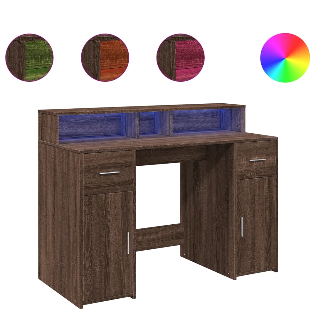 LED-Schreibtisch Artisan-Eiche 120x55x91 cm Holzwerkstoff