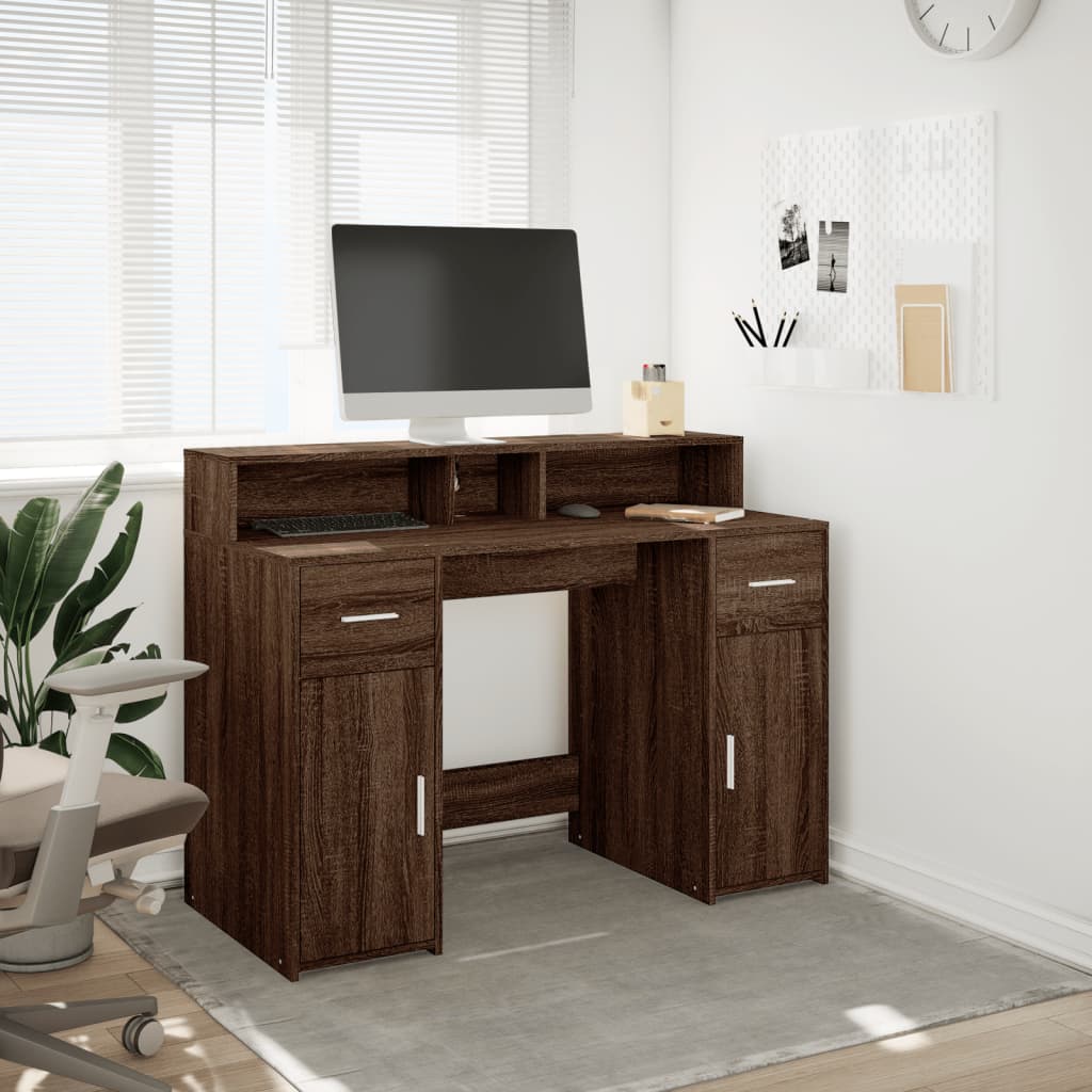 LED-Schreibtisch Artisan-Eiche 120x55x91 cm Holzwerkstoff