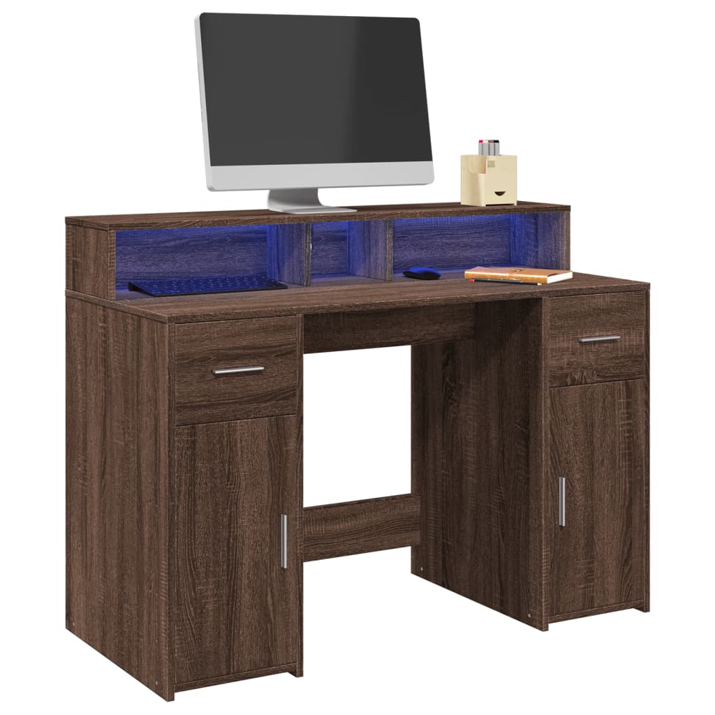 LED-Schreibtisch Artisan-Eiche 120x55x91 cm Holzwerkstoff