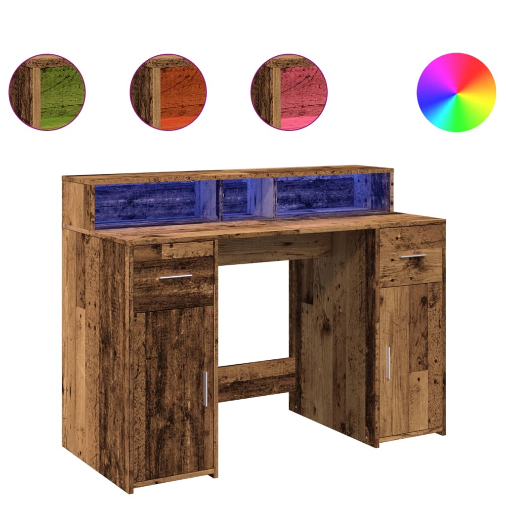 LED-Schreibtisch Artisan-Eiche 120x55x91 cm Holzwerkstoff