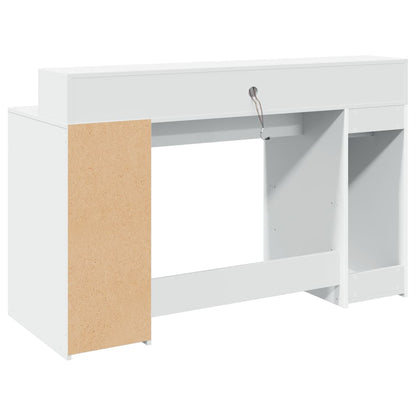 LED-Schreibtisch Betongrau 140x55x91 cm Holzwerkstoff