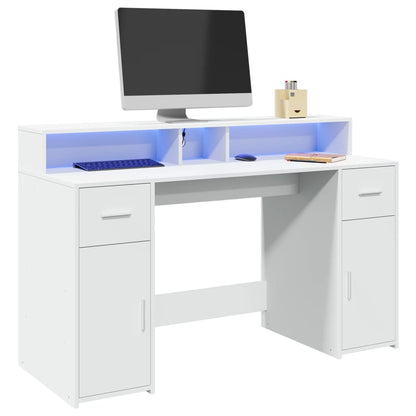 LED-Schreibtisch Betongrau 140x55x91 cm Holzwerkstoff