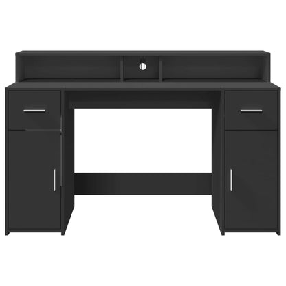 LED-Schreibtisch Betongrau 140x55x91 cm Holzwerkstoff