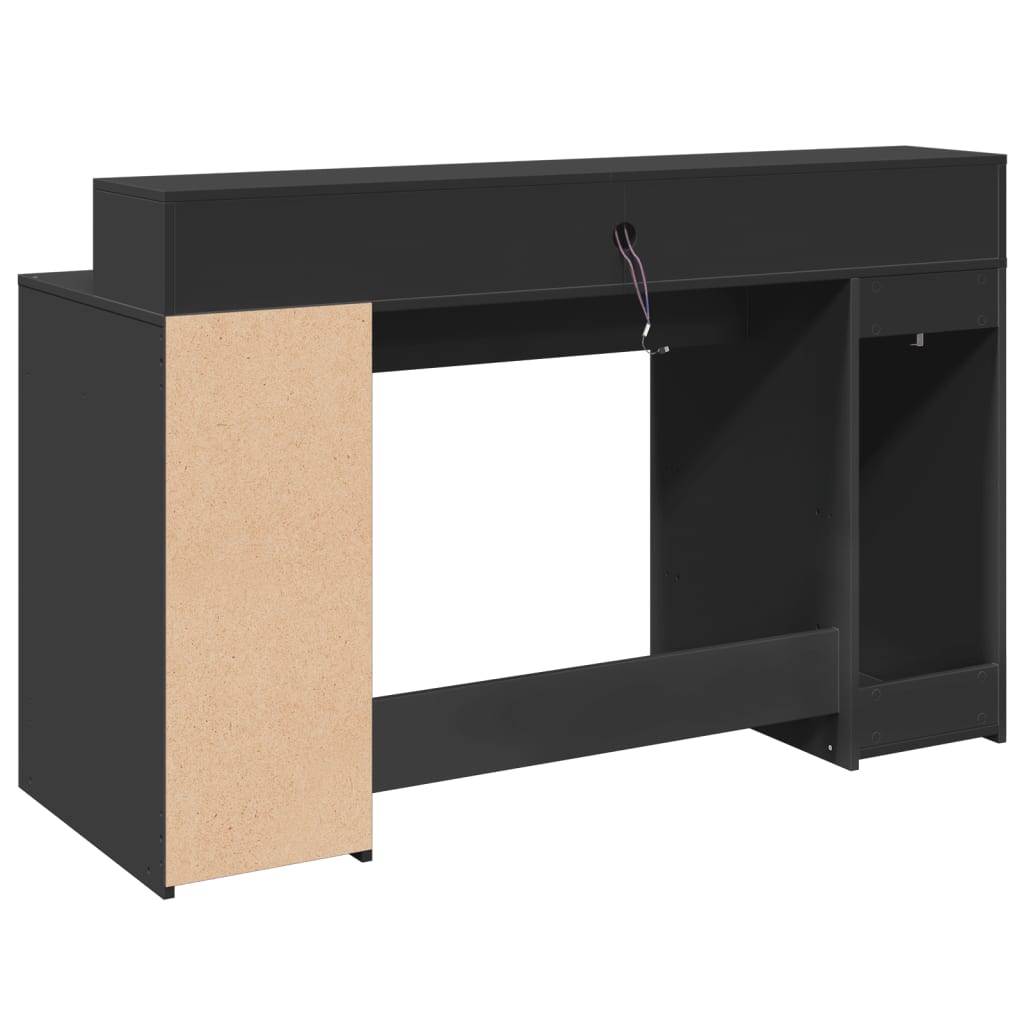 LED-Schreibtisch Betongrau 140x55x91 cm Holzwerkstoff