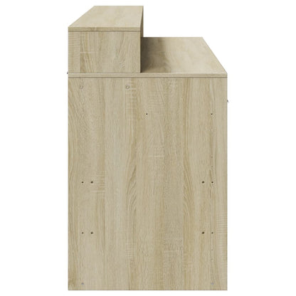 LED-Schreibtisch Betongrau 140x55x91 cm Holzwerkstoff