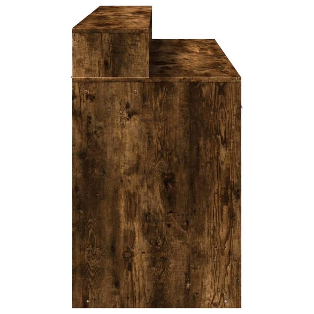 LED-Schreibtisch Betongrau 140x55x91 cm Holzwerkstoff