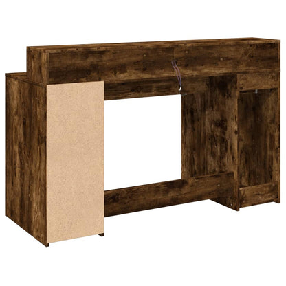 LED-Schreibtisch Betongrau 140x55x91 cm Holzwerkstoff