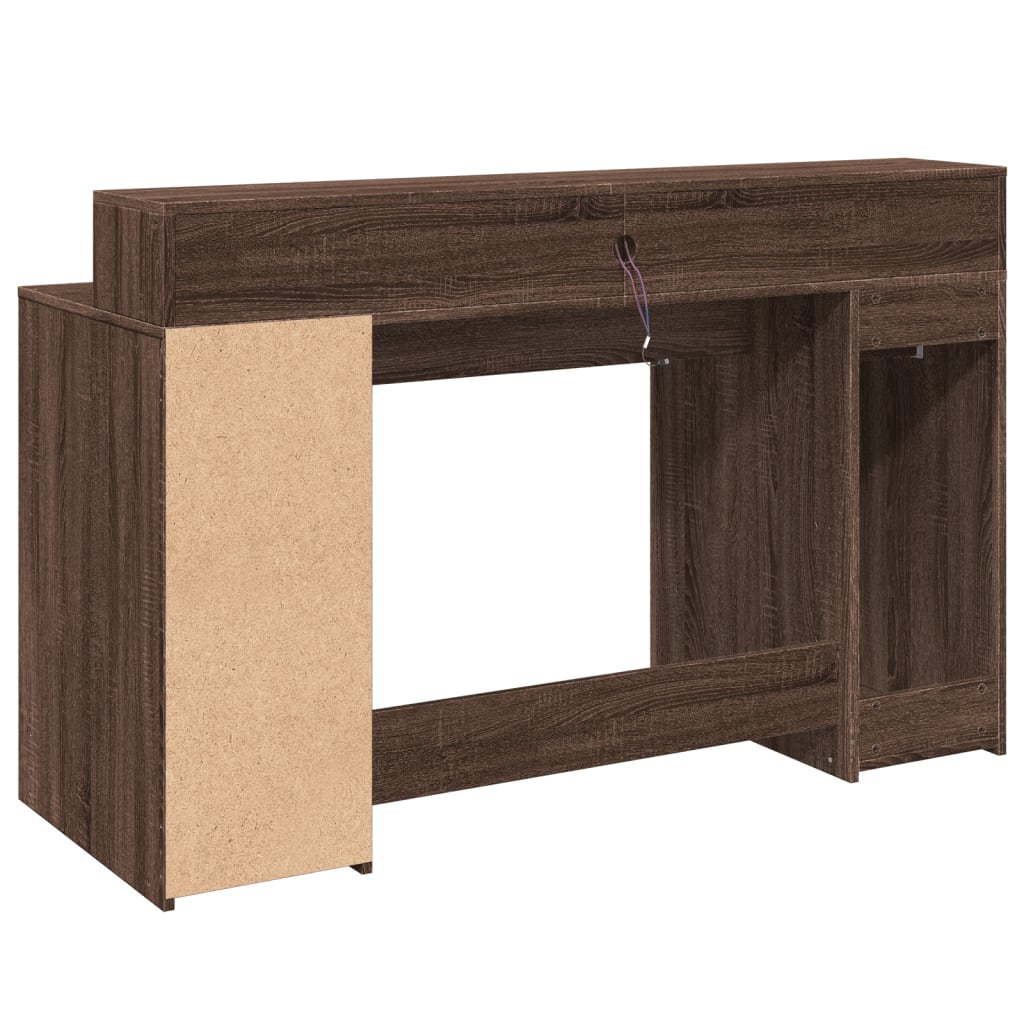 LED-Schreibtisch Betongrau 140x55x91 cm Holzwerkstoff