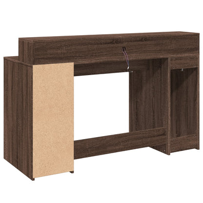 LED-Schreibtisch Betongrau 140x55x91 cm Holzwerkstoff