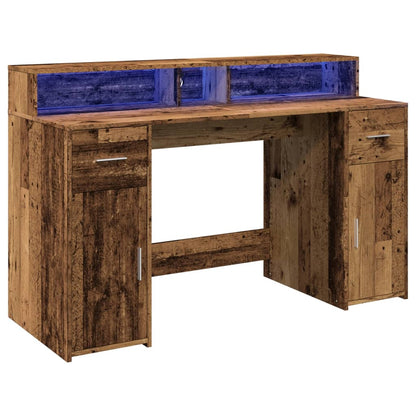LED-Schreibtisch Betongrau 140x55x91 cm Holzwerkstoff