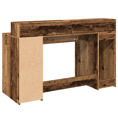 LED-Schreibtisch Betongrau 140x55x91 cm Holzwerkstoff