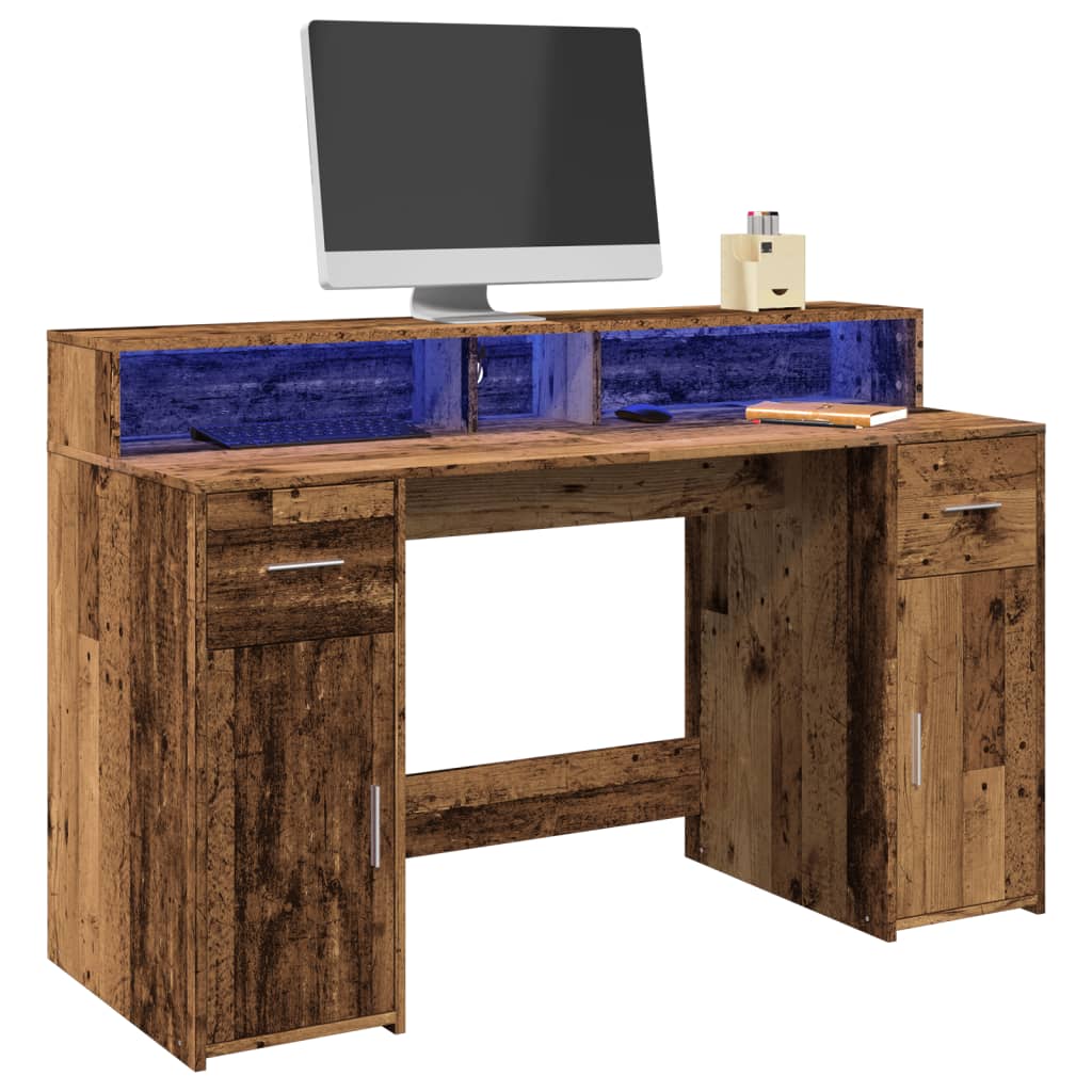 Led-Schreibtisch -Optik Holzwerkstoff Altholz