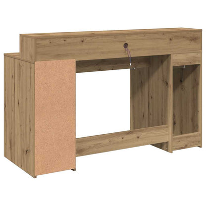 LED-Schreibtisch Betongrau 140x55x91 cm Holzwerkstoff