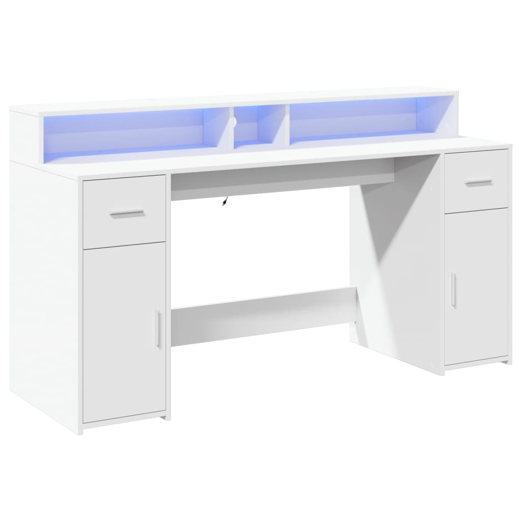 LED-Schreibtisch Sonoma-Eiche 160x55x91 cm Holzwerkstoff