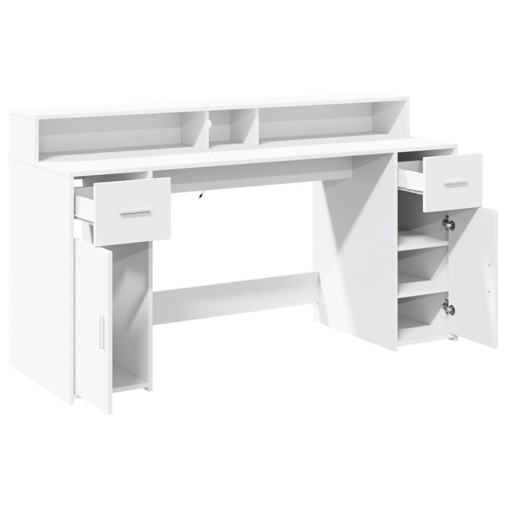 LED-Schreibtisch Sonoma-Eiche 160x55x91 cm Holzwerkstoff