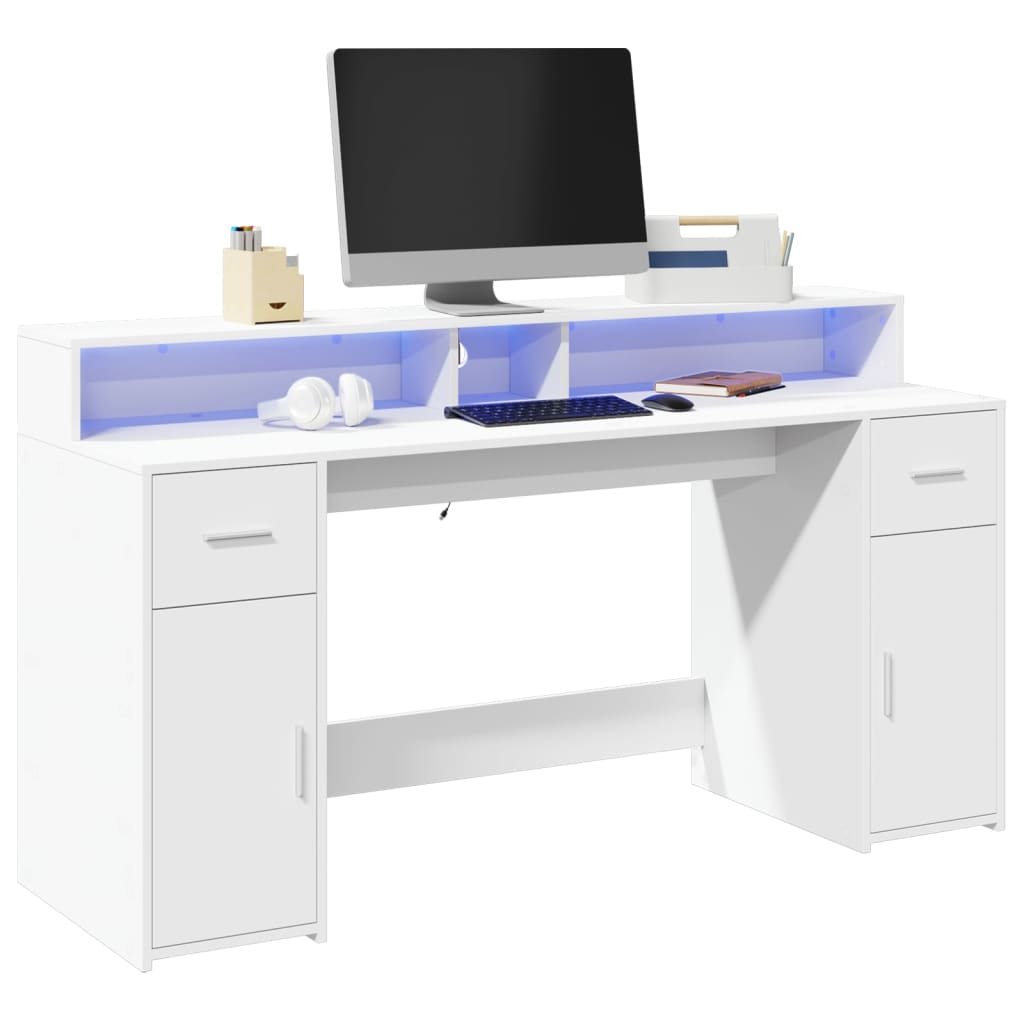 LED-Schreibtisch Sonoma-Eiche 160x55x91 cm Holzwerkstoff