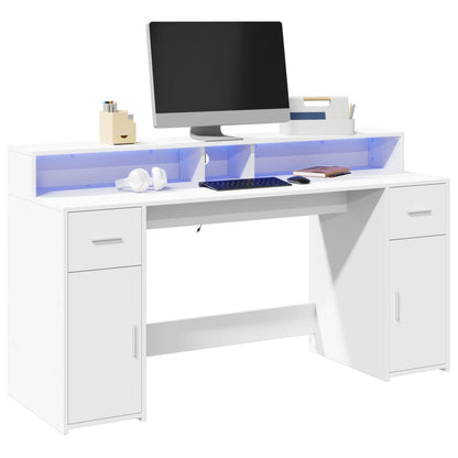 LED-Schreibtisch Sonoma-Eiche 160x55x91 cm Holzwerkstoff