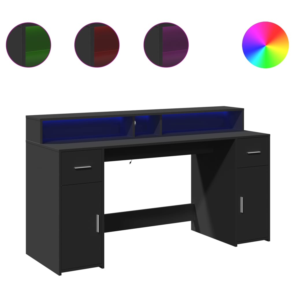 LED-Schreibtisch Sonoma-Eiche 160x55x91 cm Holzwerkstoff
