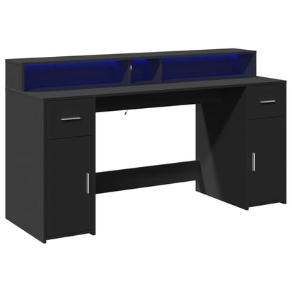 LED-Schreibtisch Sonoma-Eiche 160x55x91 cm Holzwerkstoff
