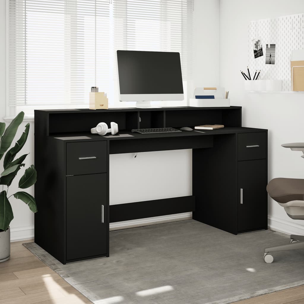 LED-Schreibtisch Sonoma-Eiche 160x55x91 cm Holzwerkstoff