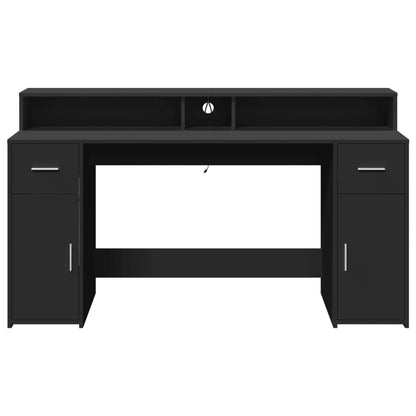 LED-Schreibtisch Sonoma-Eiche 160x55x91 cm Holzwerkstoff