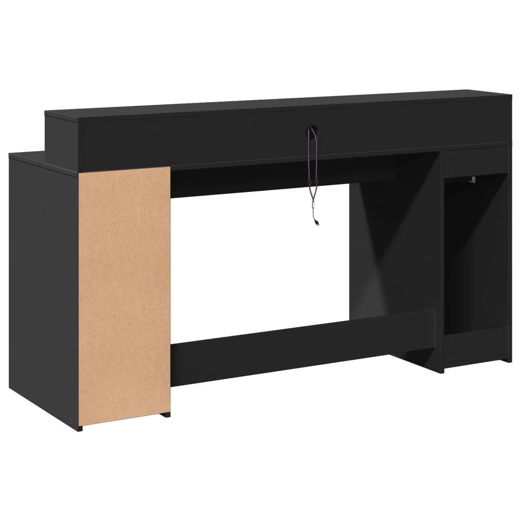 LED-Schreibtisch Sonoma-Eiche 160x55x91 cm Holzwerkstoff