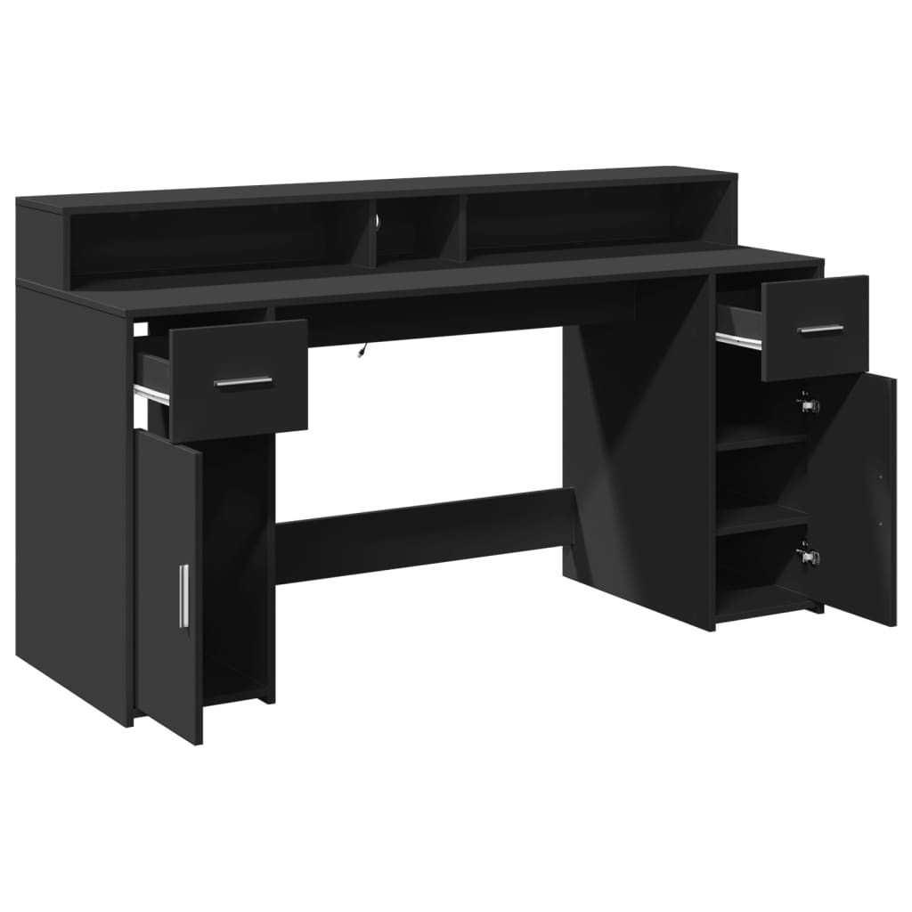 LED-Schreibtisch Sonoma-Eiche 160x55x91 cm Holzwerkstoff
