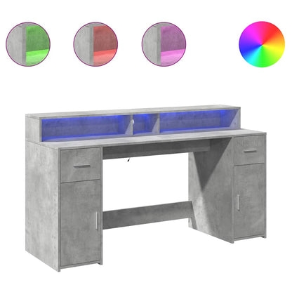 LED-Schreibtisch Sonoma-Eiche 160x55x91 cm Holzwerkstoff
