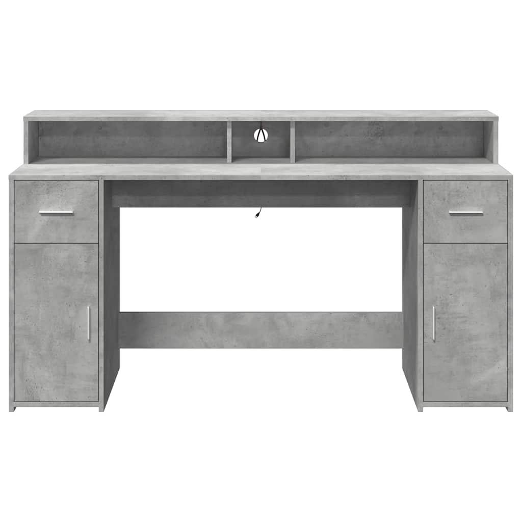 LED-Schreibtisch Sonoma-Eiche 160x55x91 cm Holzwerkstoff