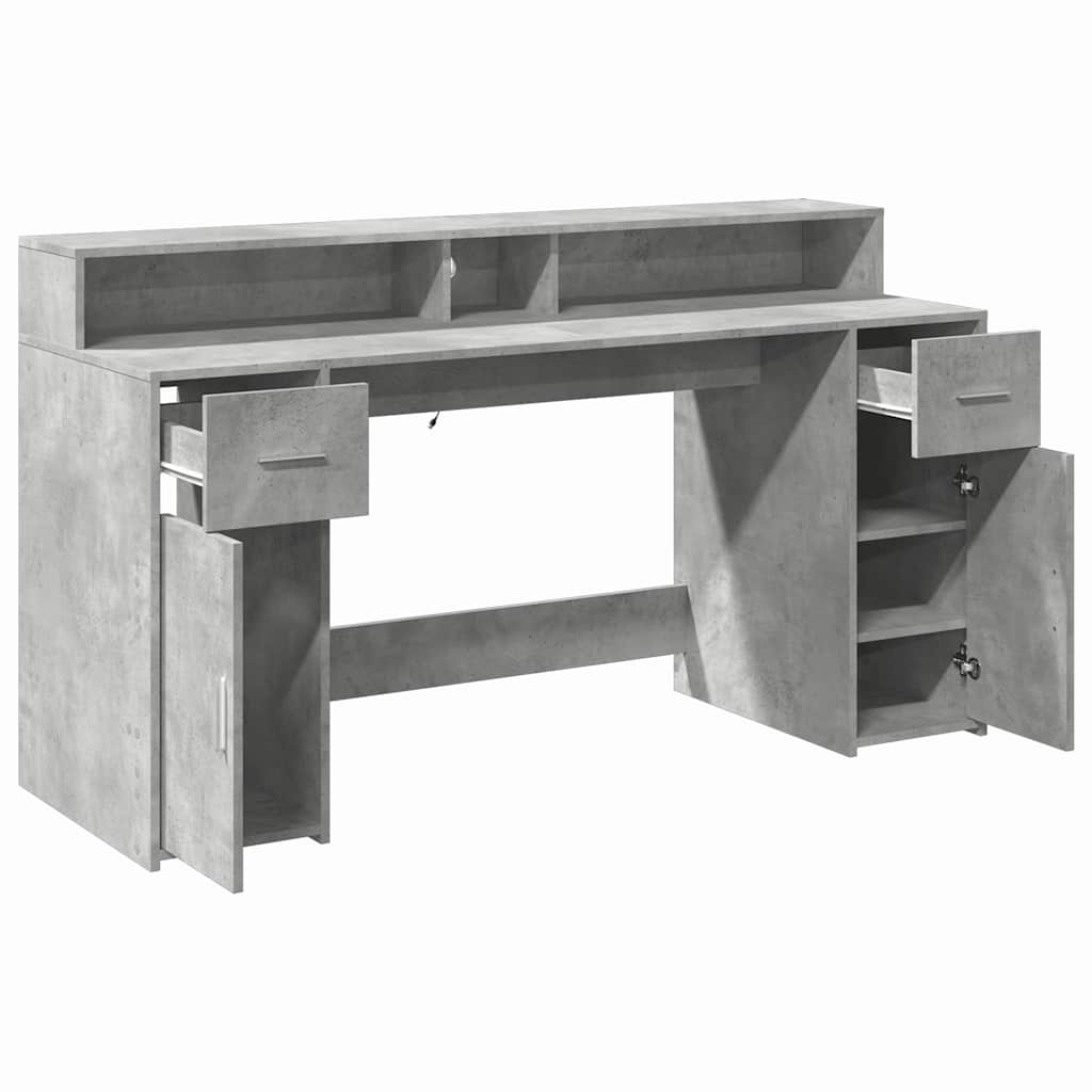 LED-Schreibtisch Sonoma-Eiche 160x55x91 cm Holzwerkstoff