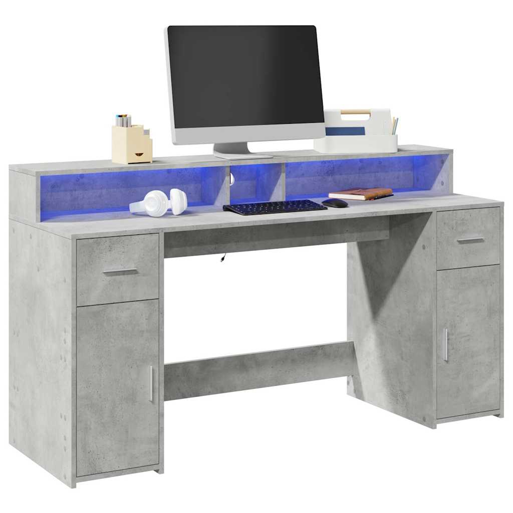 LED-Schreibtisch Sonoma-Eiche 160x55x91 cm Holzwerkstoff
