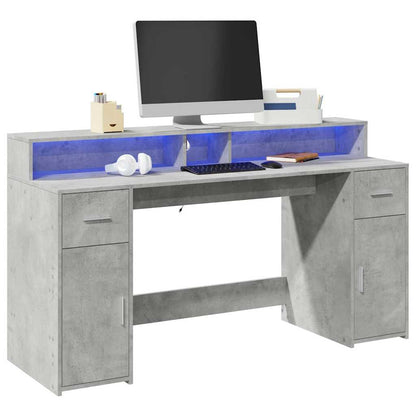 LED-Schreibtisch Sonoma-Eiche 160x55x91 cm Holzwerkstoff