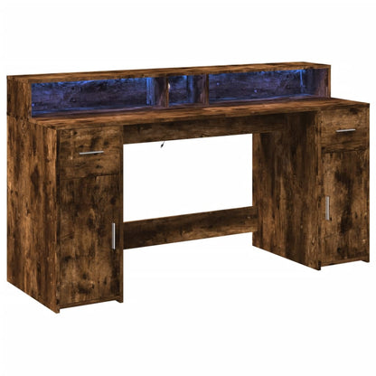 LED-Schreibtisch Sonoma-Eiche 160x55x91 cm Holzwerkstoff