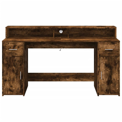 LED-Schreibtisch Sonoma-Eiche 160x55x91 cm Holzwerkstoff