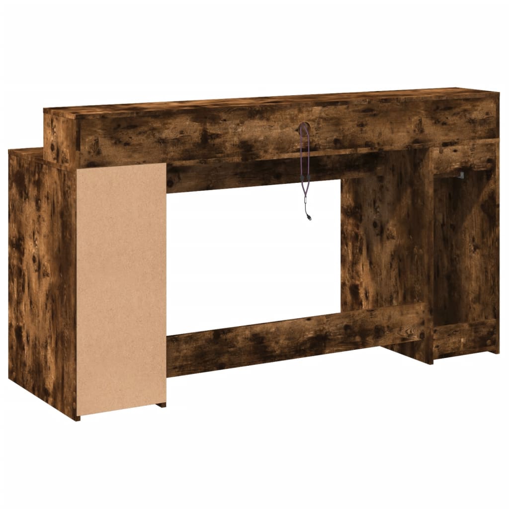 LED-Schreibtisch Sonoma-Eiche 160x55x91 cm Holzwerkstoff
